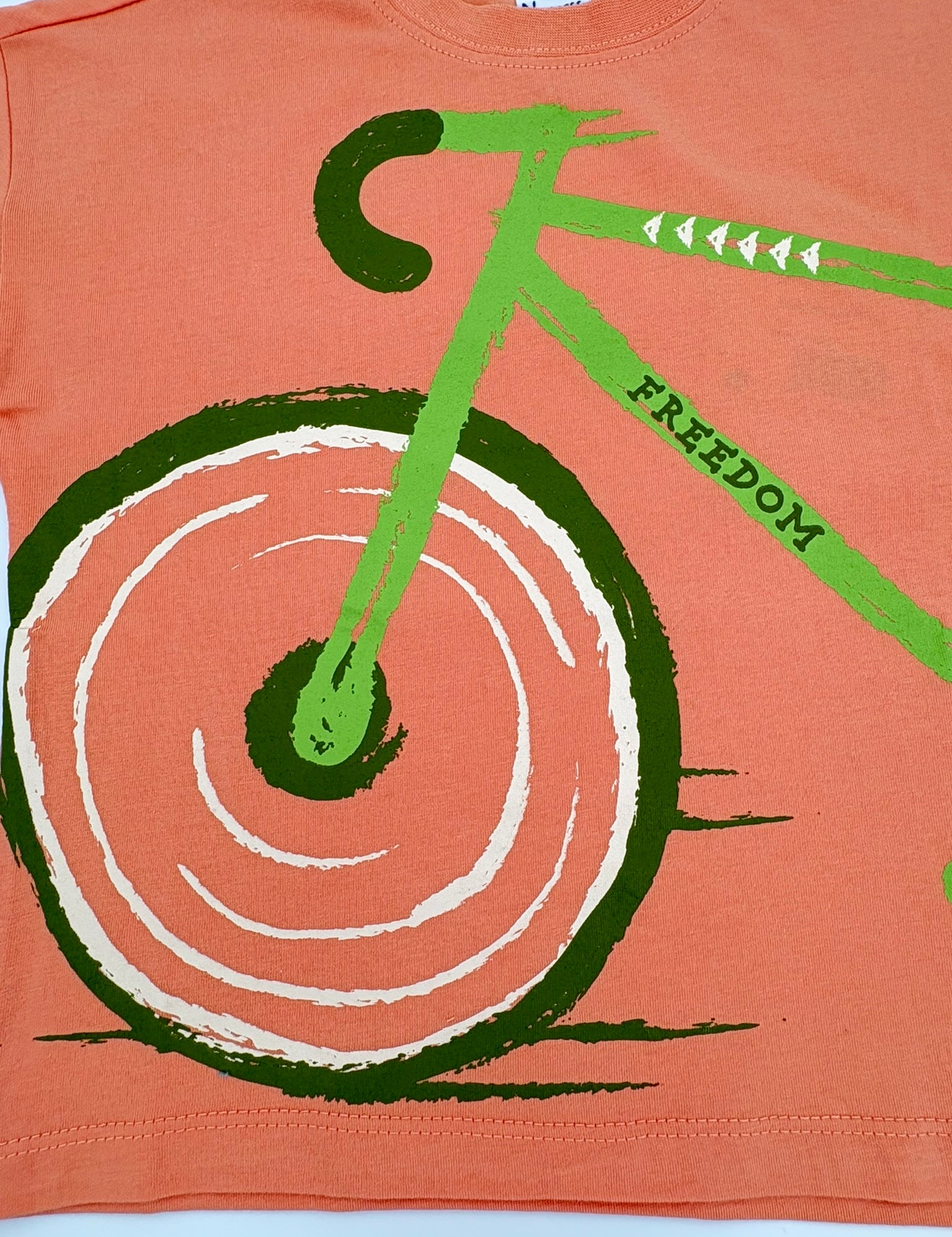 T-Shirt Orange mit Fahrrad Print für Jungen