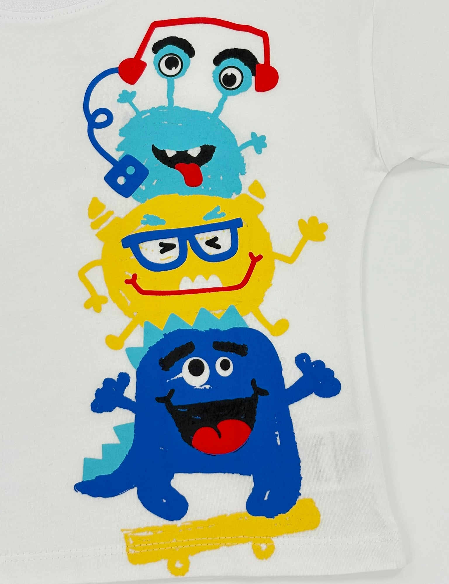 Weißes T-Shirt mit bunten Monster Prints für Jungen