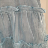 Hellblaues ärmelloses Tüllkleid mit Rüschen für Mädchen