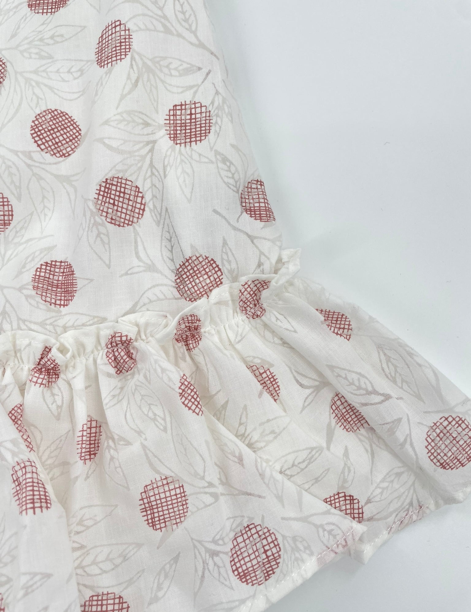 Gepunktetes Kleid Weiß-Rosa mit Rüschen für Mädchen