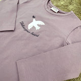 Langarmshirt Flieder mit Tauben-Print für Mädchen