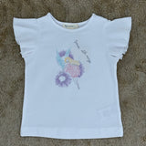 T-Shirt Weiß mit Fee und Rüschenärmeln für Mädchen