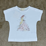 T-Shirt Weiß mit Mädchen-Motiv, Tüll & Rüschen für Mädchen