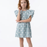 Kleid Hellblau mit Punkten für Mädchen