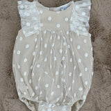 Baby Einteiler Beige mit Punkten & Tüll für Mädchen
