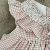 Baby Kleid Kariert Rose-Weiß & Windelhöschen
