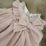 Baby Kleid Kariert Rose-Weiß & Windelhöschen