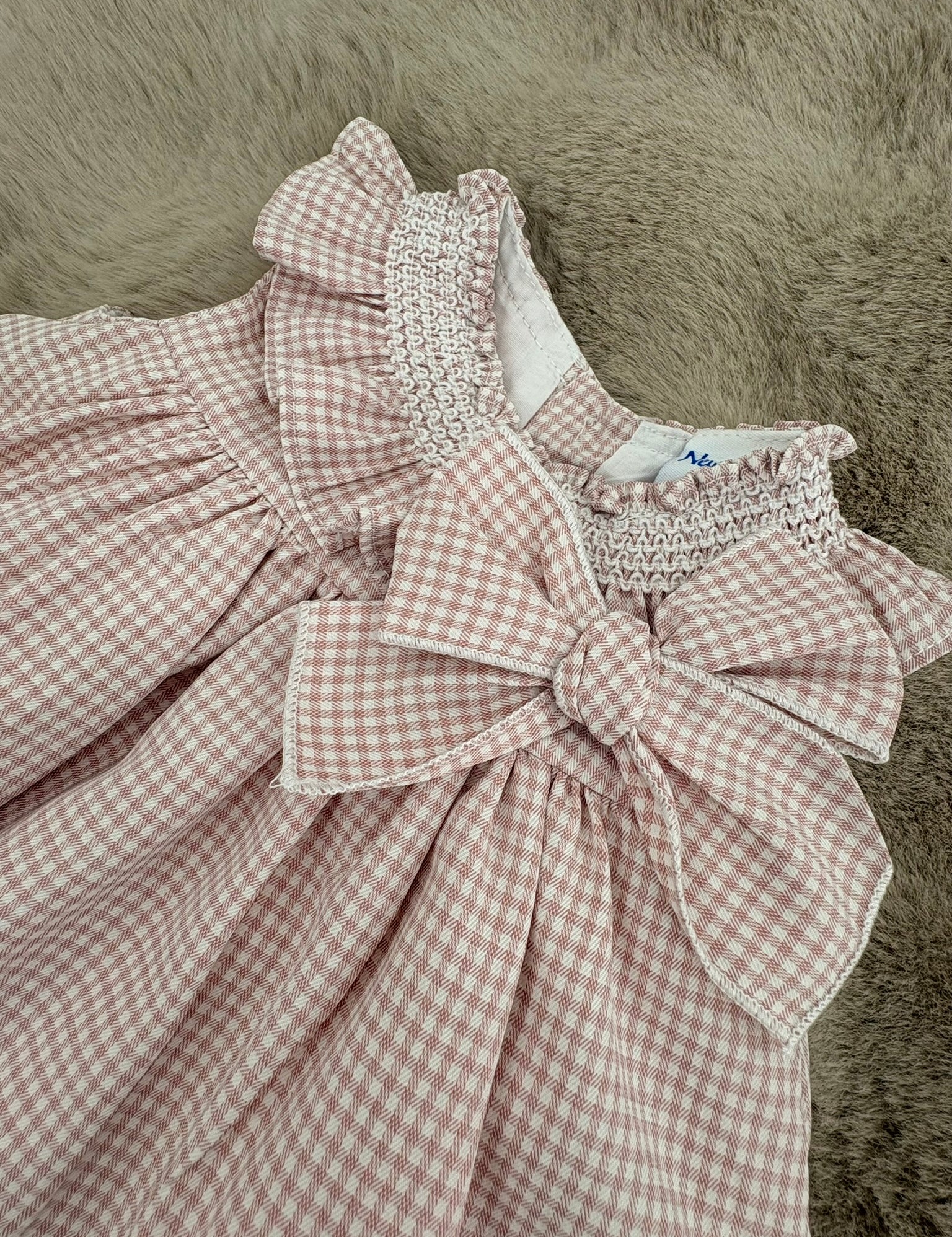 Baby Kleid Kariert Rose-Weiß & Windelhöschen