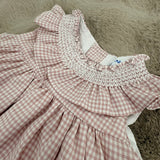 Baby Kleid Kariert Rose-Weiß & Windelhöschen