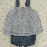 Baby Set Gestreifte Bluse & Blaue Shorts