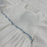 Kleid Ivory mit Flatterärmeln & Blauer Schleife