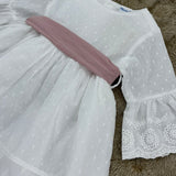 Kleid Weiß Plumeti mit Häkelstickerei für Mädchen