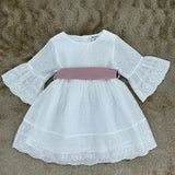 Kleid Weiß Plumeti mit Häkelstickerei für Mädchen