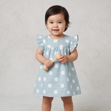 Babykleid Hellblau – mit Punkten & Rüschen