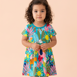 Buntes Safari-Kleid mit Tiermotiven für Mädchen