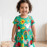 Buntes Tierbedrucktes Kleid für Mädchen