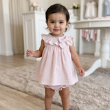 Babykleid Karomuster Rosé-Weiß – mit Windelhöschen