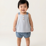 Baby Set Gestreifte Bluse & Blaue Shorts