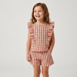 Kariertes Set mit Bluse & Shorts