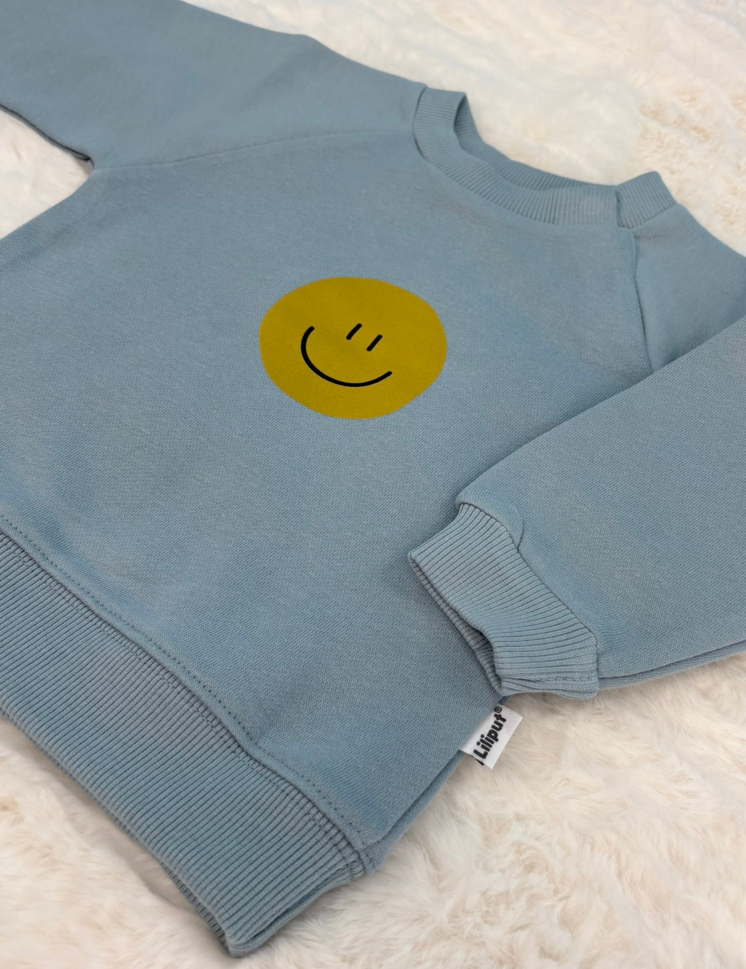 Sweatshirt Hellblau mit Smiley Print