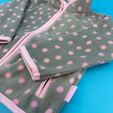Fleecejacke Grau mit Rosa Punkten