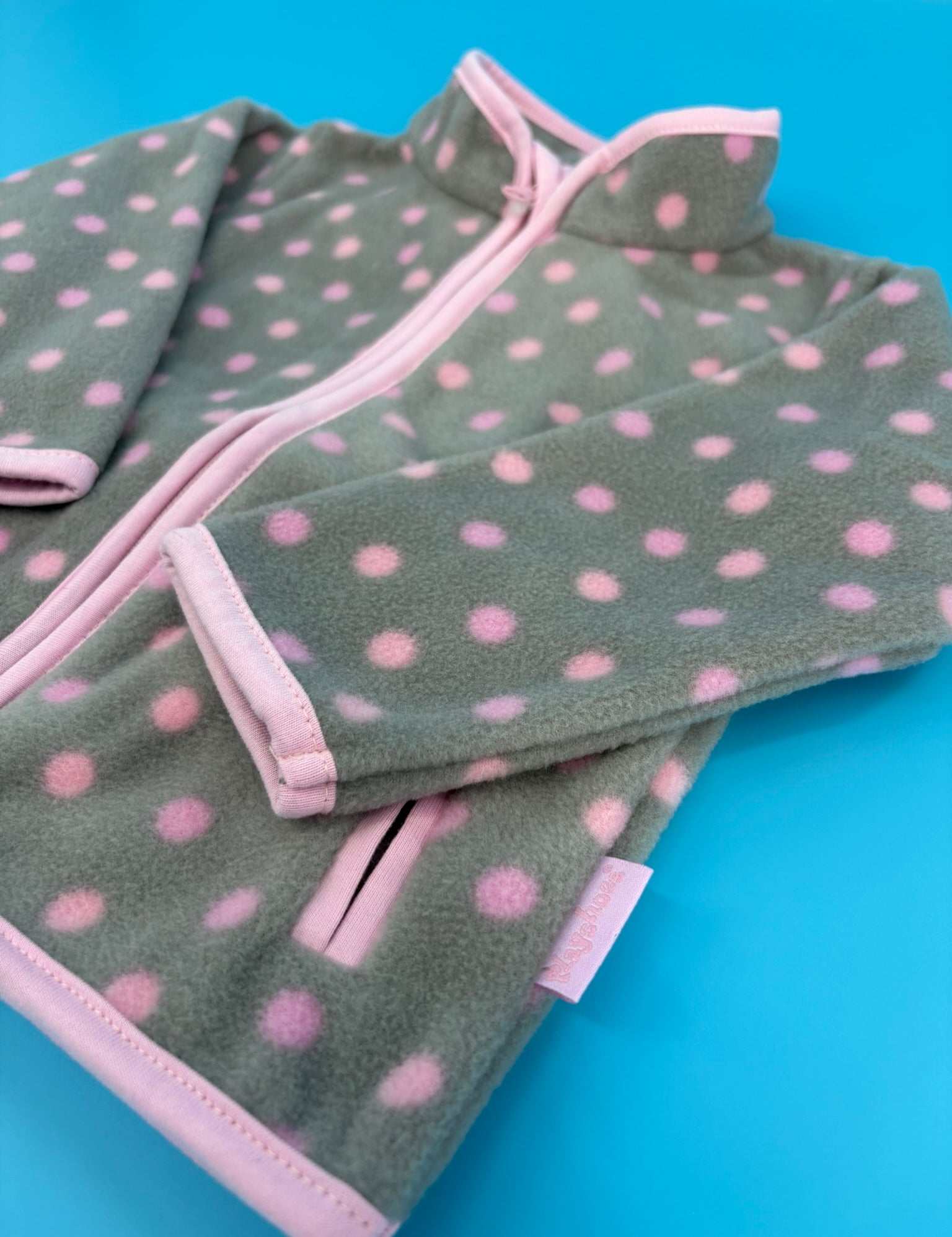 Fleecejacke Grau mit Rosa Punkten