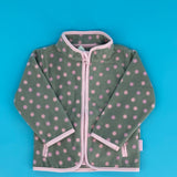 Fleecejacke Grau mit Rosa Punkten