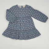 Kleid Blaugrau mit Blätterdruck