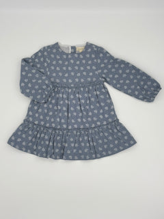 Kleid Blaugrau mit Blätterdruck