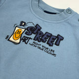 Set „Street“ mit Dino-Stickerei - Graublau & Marineblau