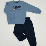 Set „Street“ mit Dino-Stickerei - Graublau & Marineblau