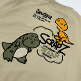 Set „Street“ mit Dino-Stickerei – Khaki & Olivgrün