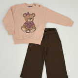Set mit Teddy-Stickerei