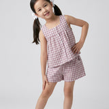 Checked Blouse Set Mauve for Girls