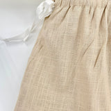 Beiges Leinen-Kleid mit gekreuzten Trägern für Mädchen