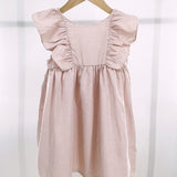 Kariertes Kleid Rosa-Weiß mit Rüschen für Mädchen